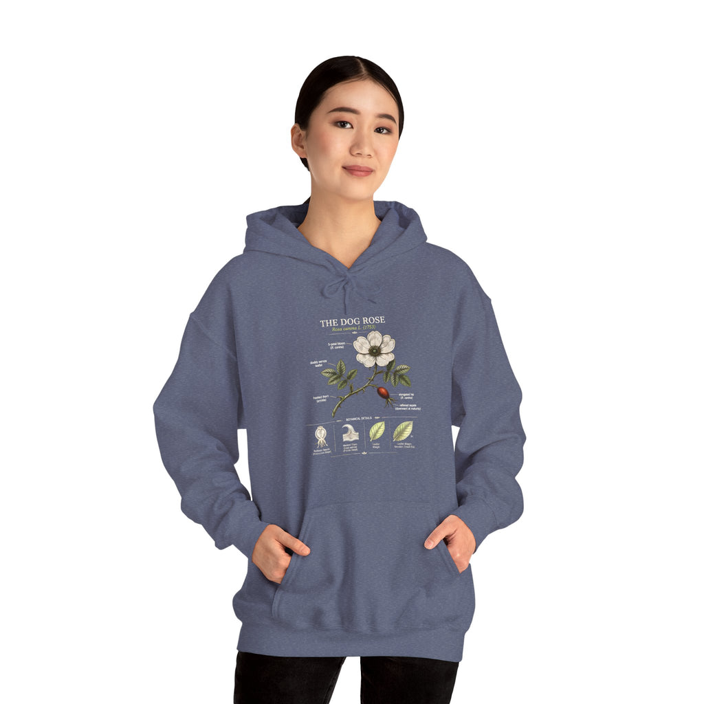 Floral Botanical Hoodie – White Dogwood Illustration with Text