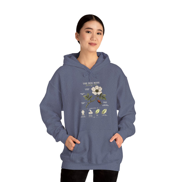 Floral Botanical Hoodie – White Dogwood Illustration with Text