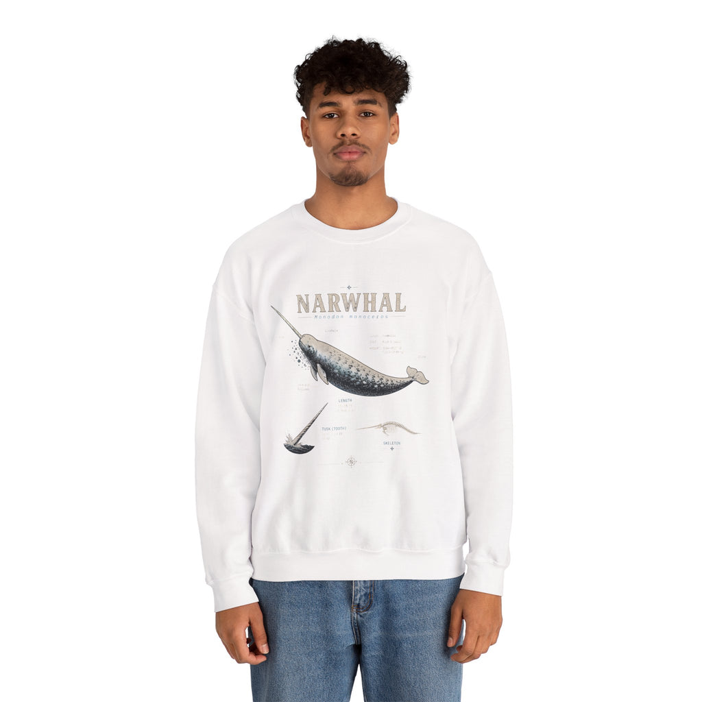 Narwhal Crewneck Sweatshirt - Vintage Sea Mammal Graphic
