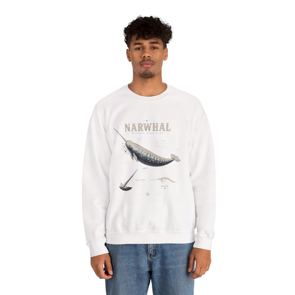 Narwhal Crewneck Sweatshirt - Vintage Sea Mammal Graphic