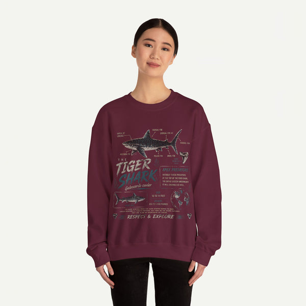 Tiger Shark Anatomy Sweatshirt — Marine Biology Graphic Crewneck