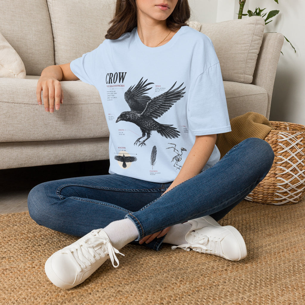 Crow Anatomy Graphic T-Shirt — Vintage Raven Illustration Tee
