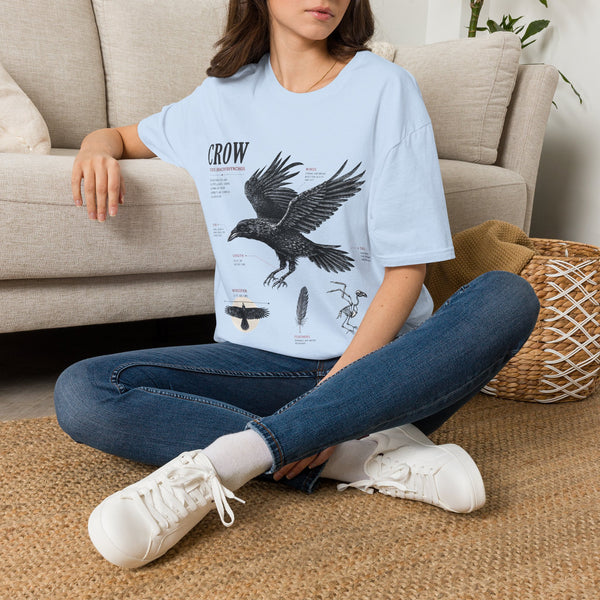 Crow Anatomy Graphic T-Shirt — Vintage Raven Illustration Tee