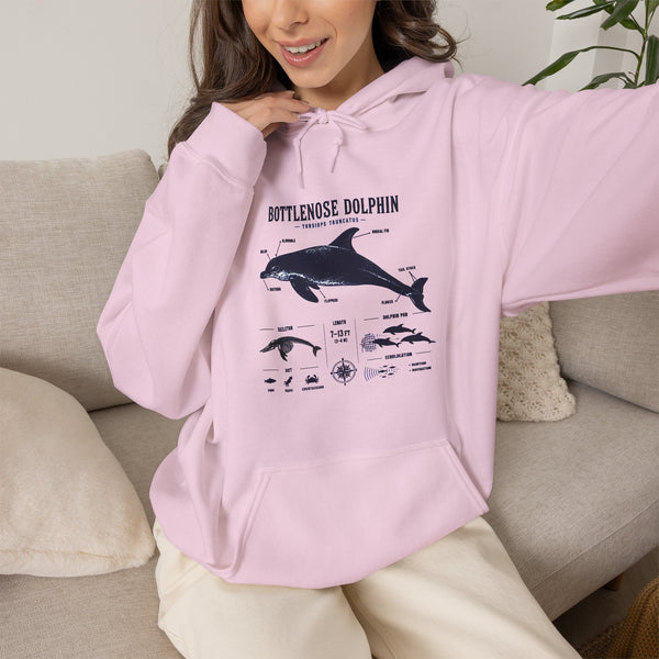 Bottlenose Dolphin Diagram Hoodie – Marine Life Anatomy Sweatshirt