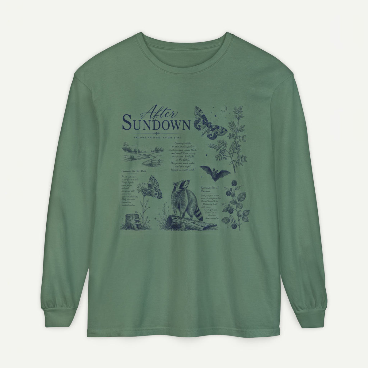 After Sundown Long Sleeve Tee — Night Nature Wildlife Graphic