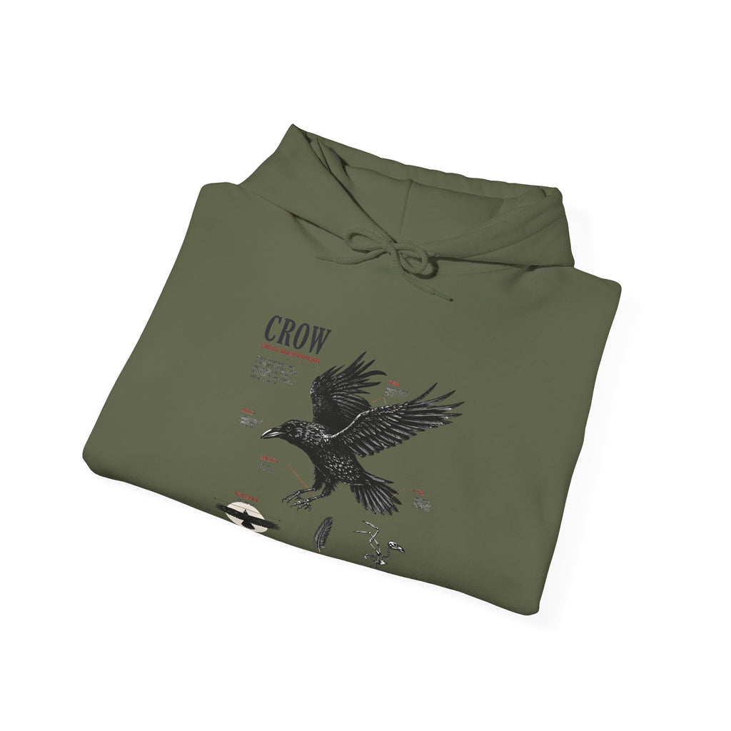 Crow Anatomy Hoodie — Vintage Raven Diagram Hooded Sweatshirt