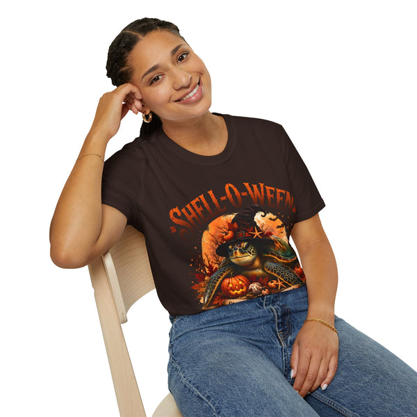 Shell-O-Ween T-Shirt — Spooky Pumpkin Witch Halloween Tee