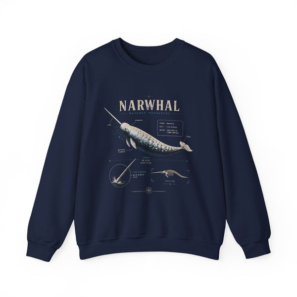 Narwhal Crewneck Sweatshirt - Vintage Sea Mammal Graphic