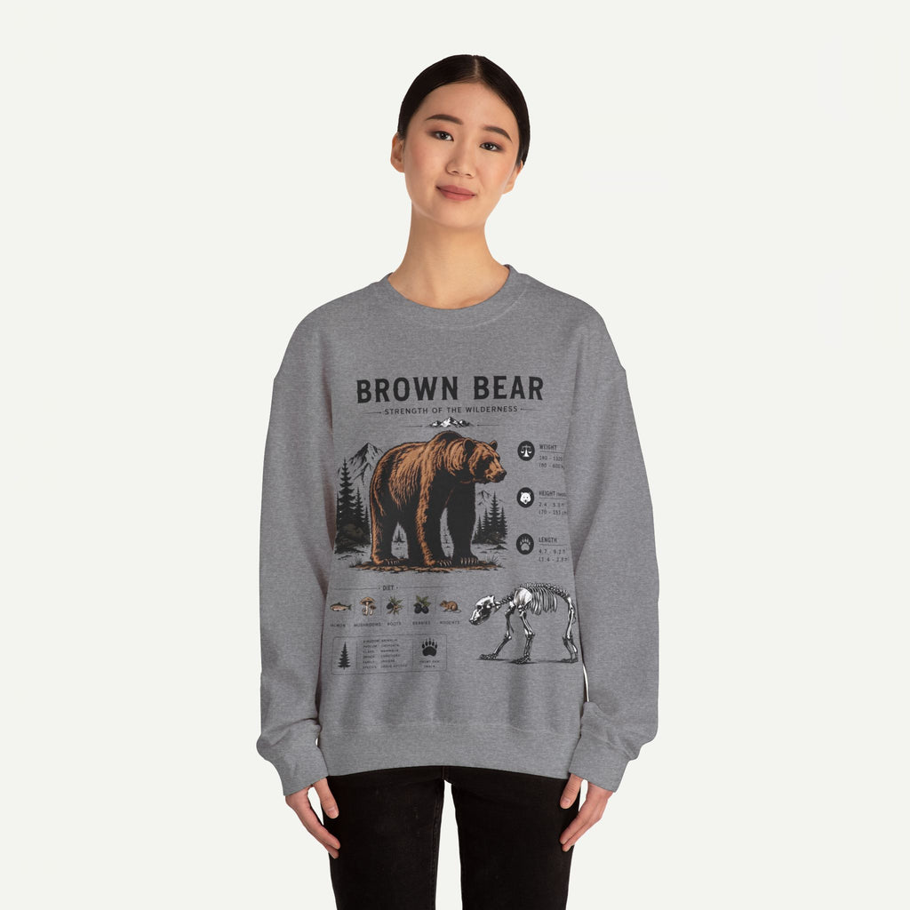 Brown Bear Anatomy Sweatshirt — Wildlife Illustration Graphic Sweatshirt