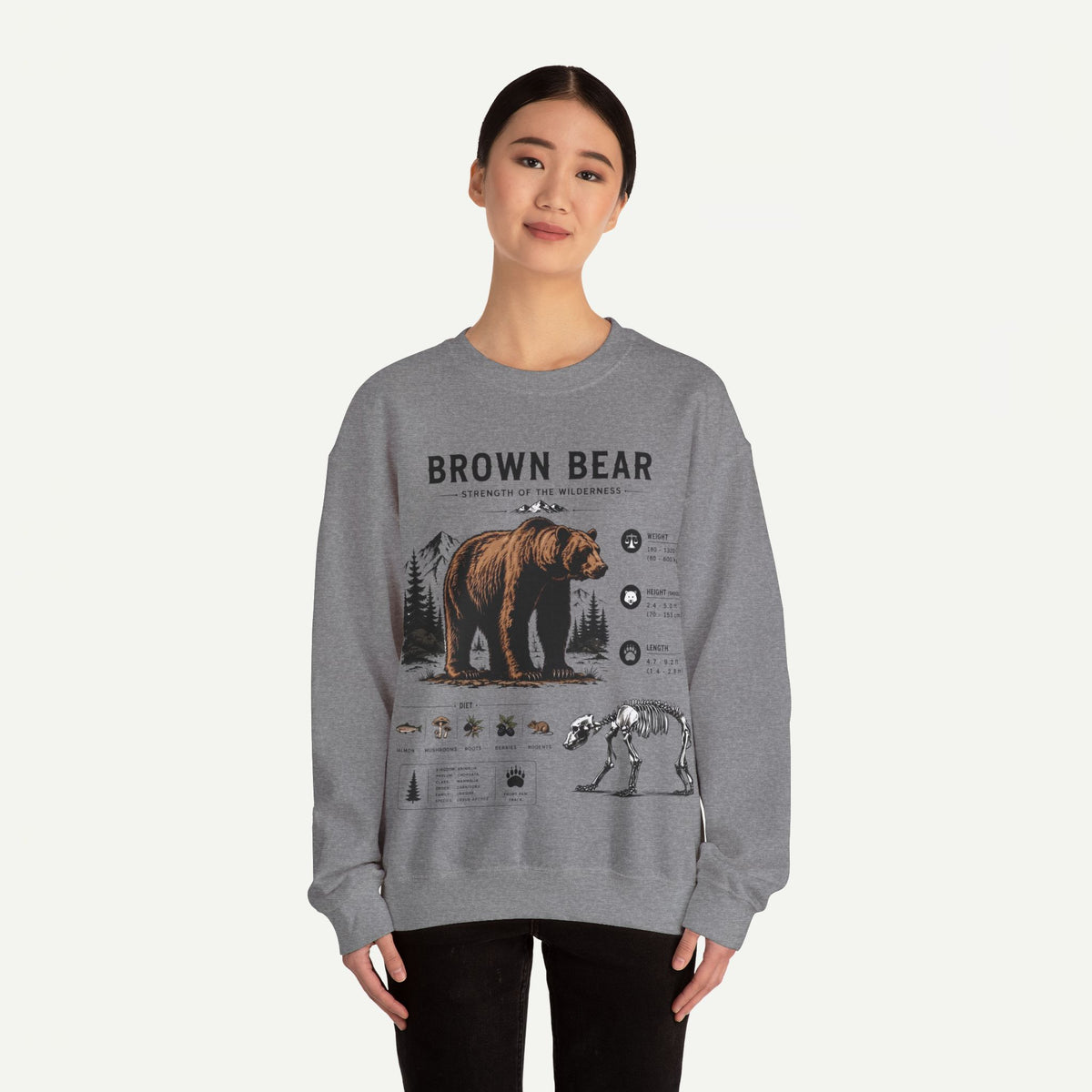 Brown Bear Anatomy Sweatshirt — Wildlife Illustration Graphic Sweatshirt