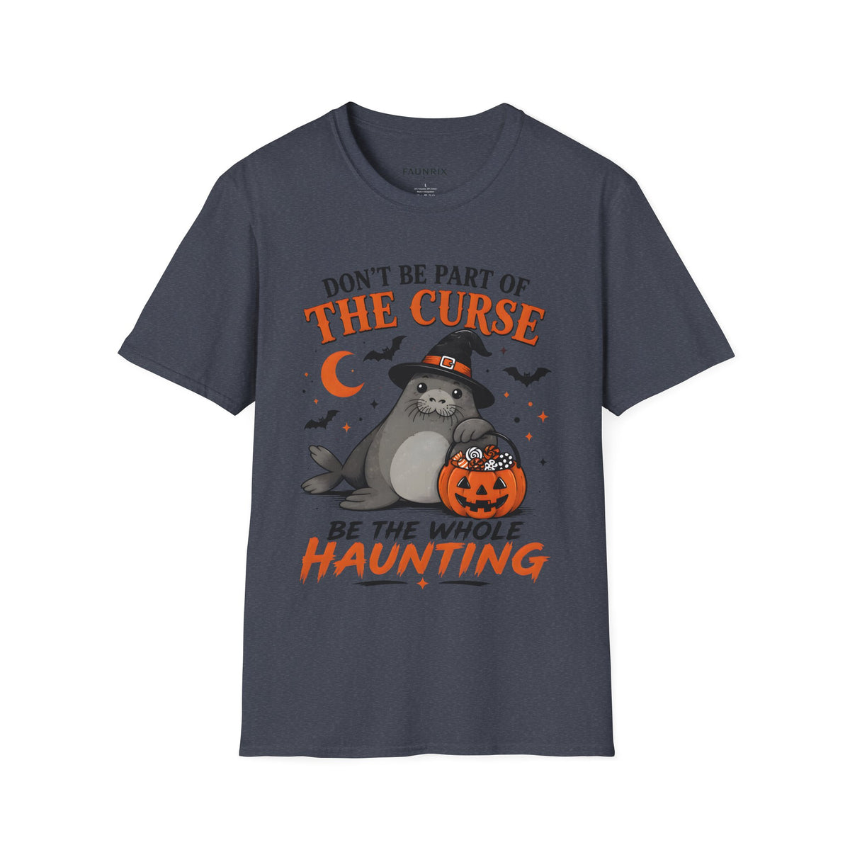 Don’t Be Part of The Curse Halloween T-Shirt — Cute Witch Cat "Be the Whole Haunting" Tee Main image