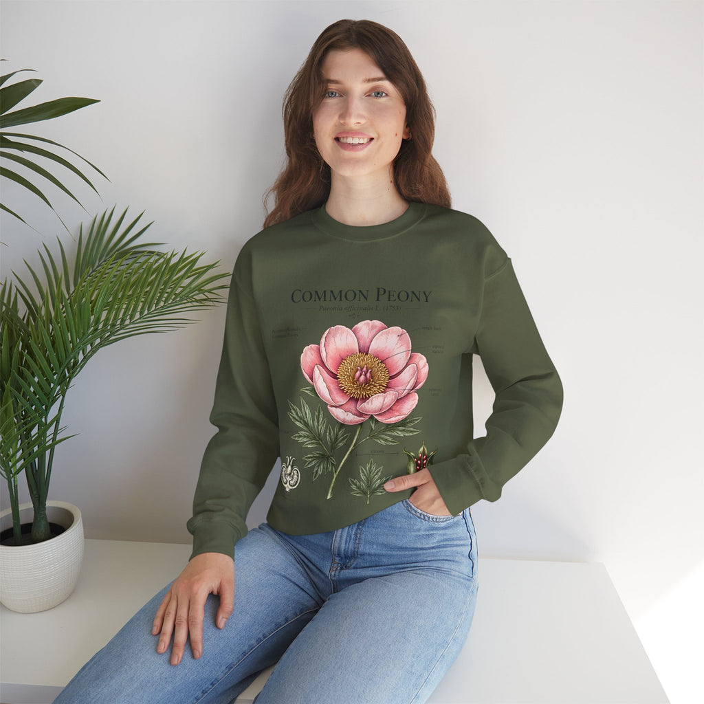 Peony Botanical Sweatshirt — "Common Peony" Floral Crewneck