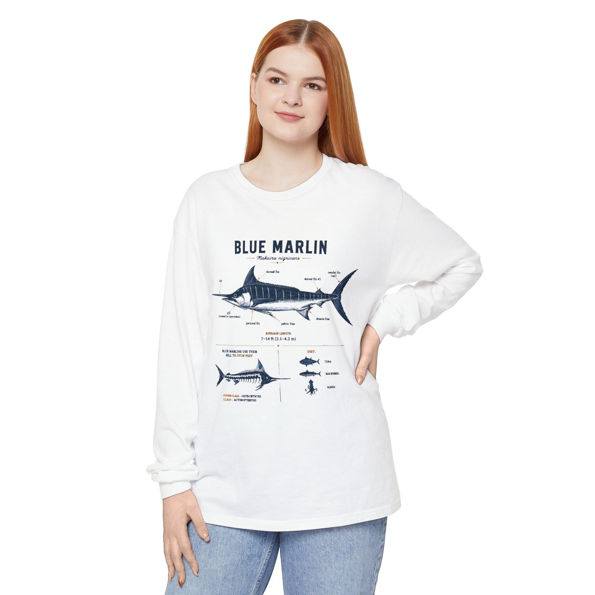 Blue Marlin Anatomy Long Sleeve Shirt