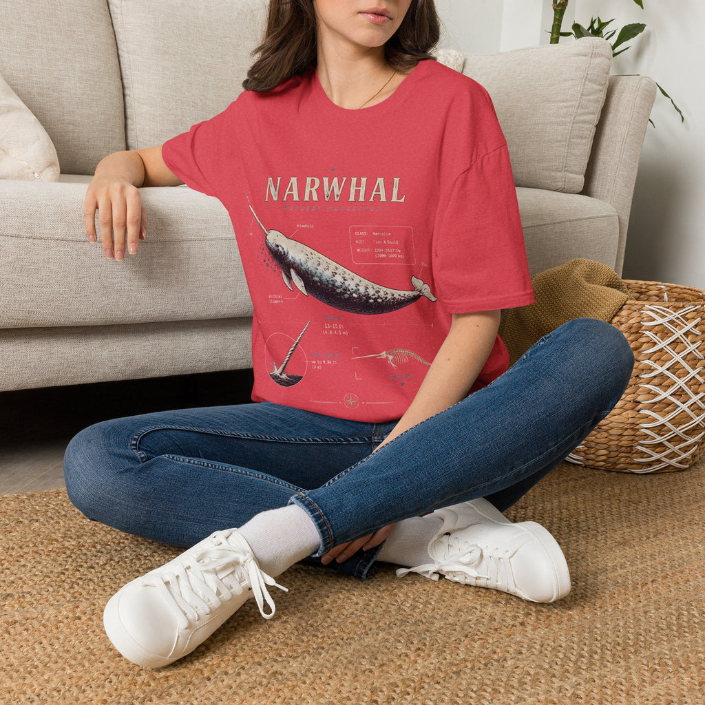 Narwhal Anatomy Diagram T-Shirt — Vintage Marine Mammal Graphic Tee