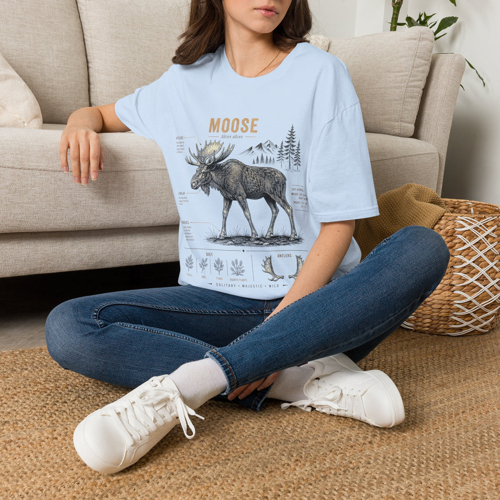 Moose Anatomy T-Shirt — Rustic Woodland Graphic Tee with Moose Design