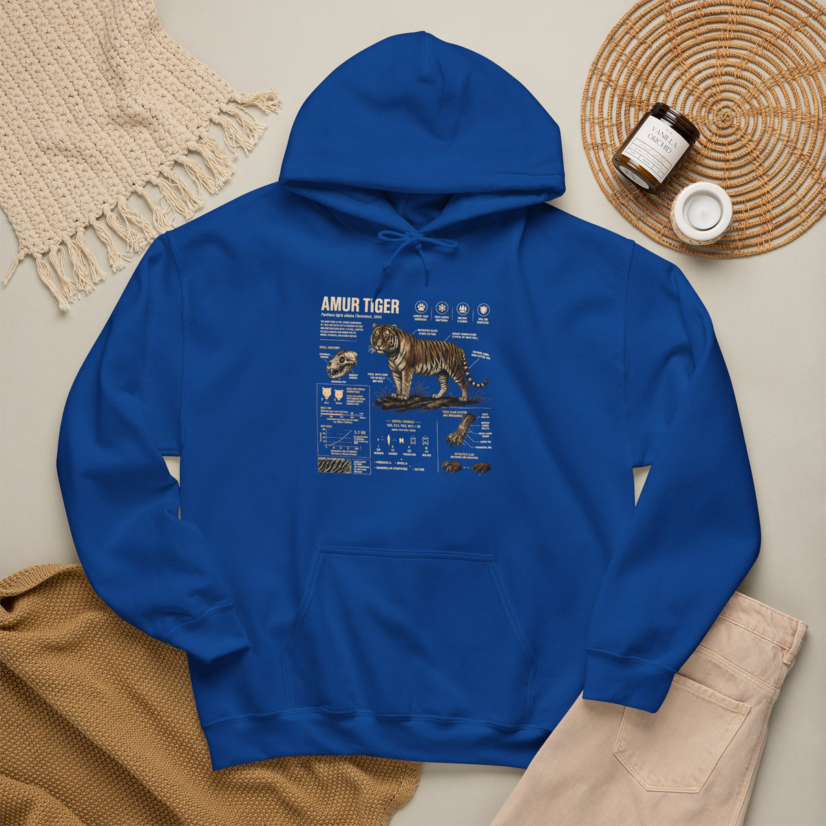 Amur Tiger Guide Hoodie — Vintage Wildlife Illustration Pullover