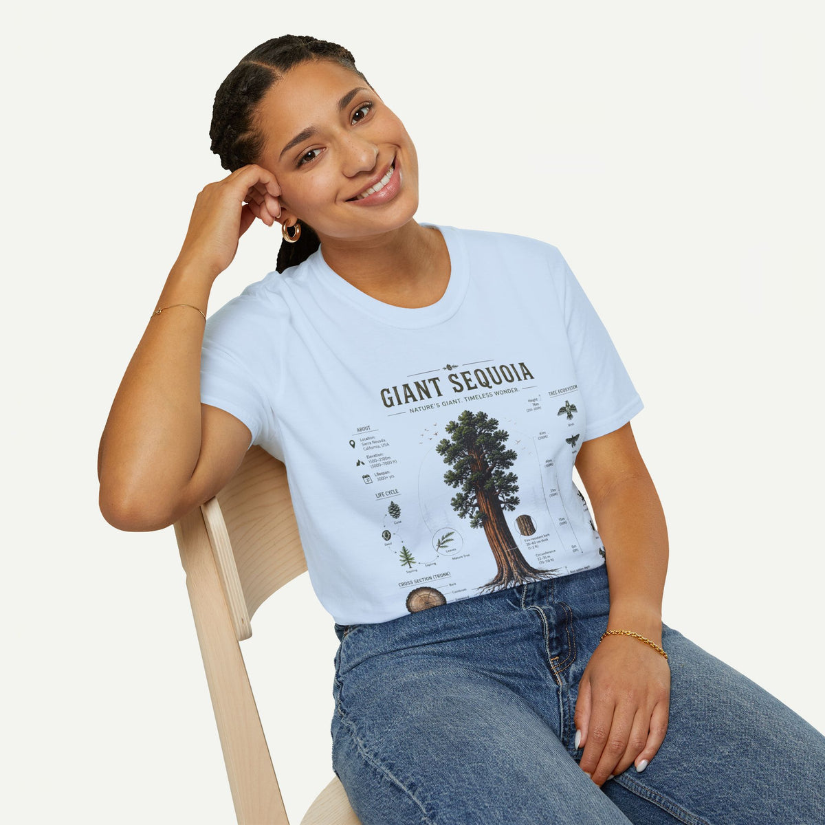 Giant Sequoia Anatomy T-Shirt — Botanical Tree Illustration Tee