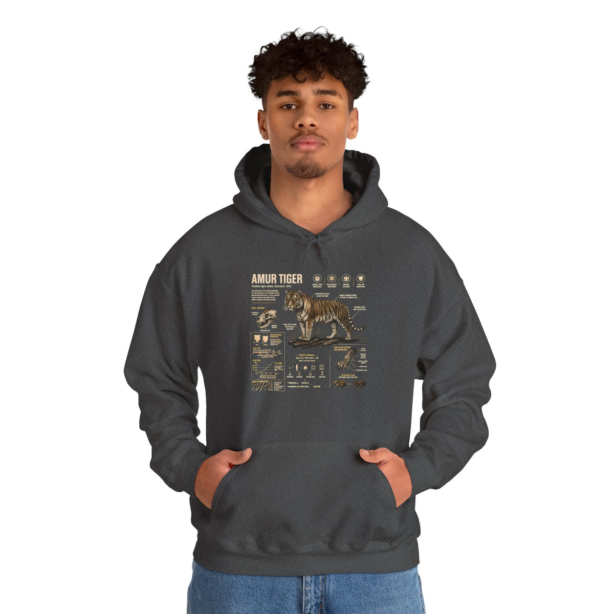 Amur Tiger Guide Hoodie — Vintage Wildlife Illustration Pullover