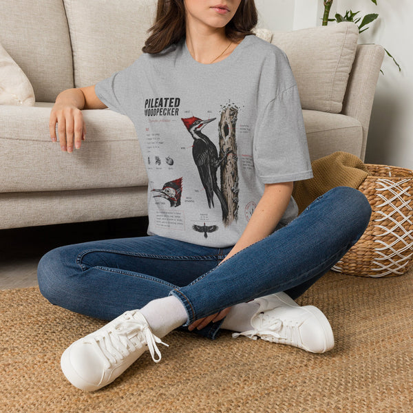 Pileated WoodpeckerAnatomy T-Shirt — Vintage Ornithology Bird Illustration Tee