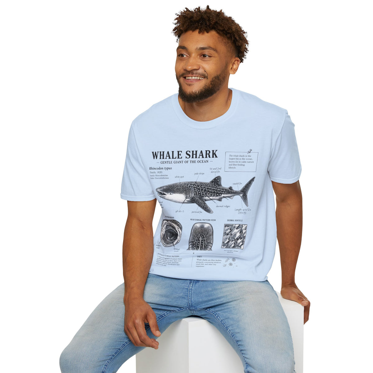 Whale Shark Anatomy T-Shirt — Marine Biology Graphic Tee with Informational Diagram