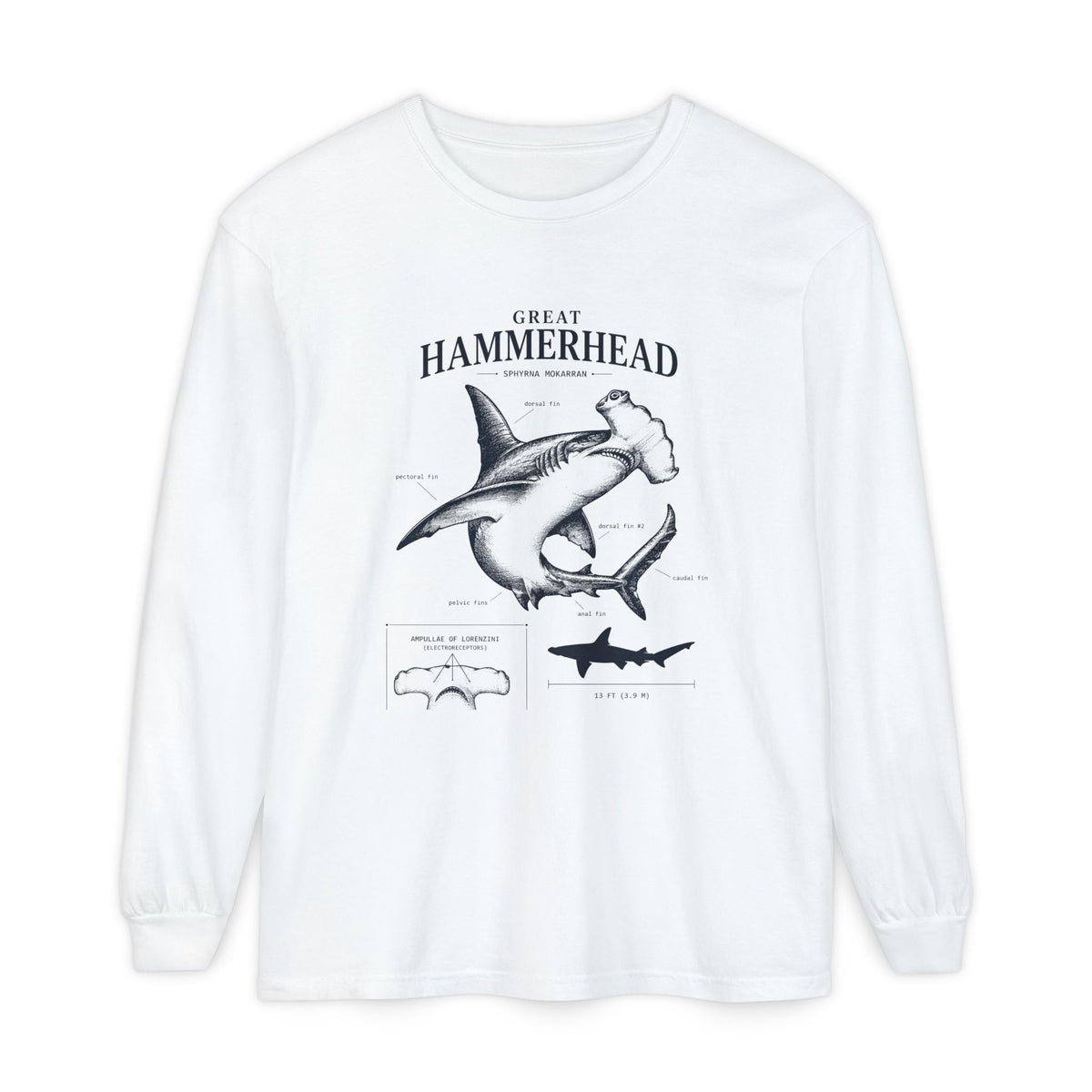 Hammerhead Shark Anatomy Long Sleeve Tee