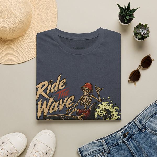 Ride The Wave Surf Skeleton T-Shirt — Vintage Beach Skull Tee
