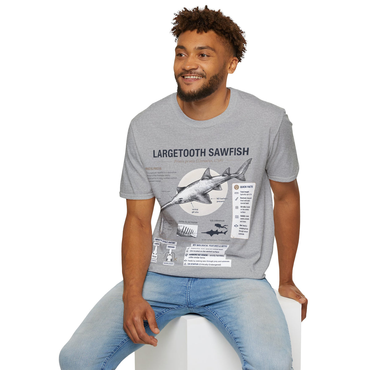 Largetooth Sawfish Anatomy T-Shirt — Marine Biology Graphic Tee