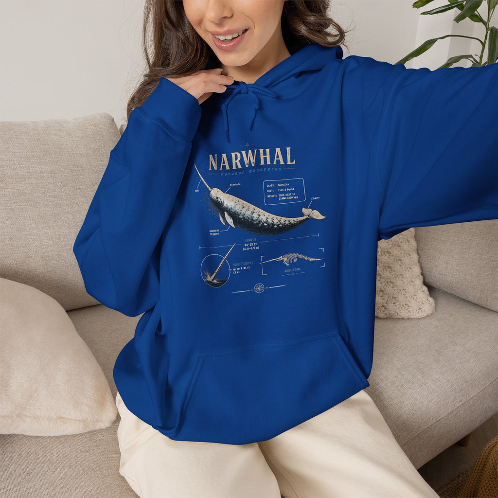 Narwhal Hoodie — Vintage Tailplane Illustration, Aviation Crew Sweatshirt