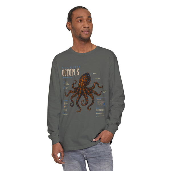 Octopus Anatomy Long Sleeve Tee — Vintage Marine Biology Graphic Shirt
