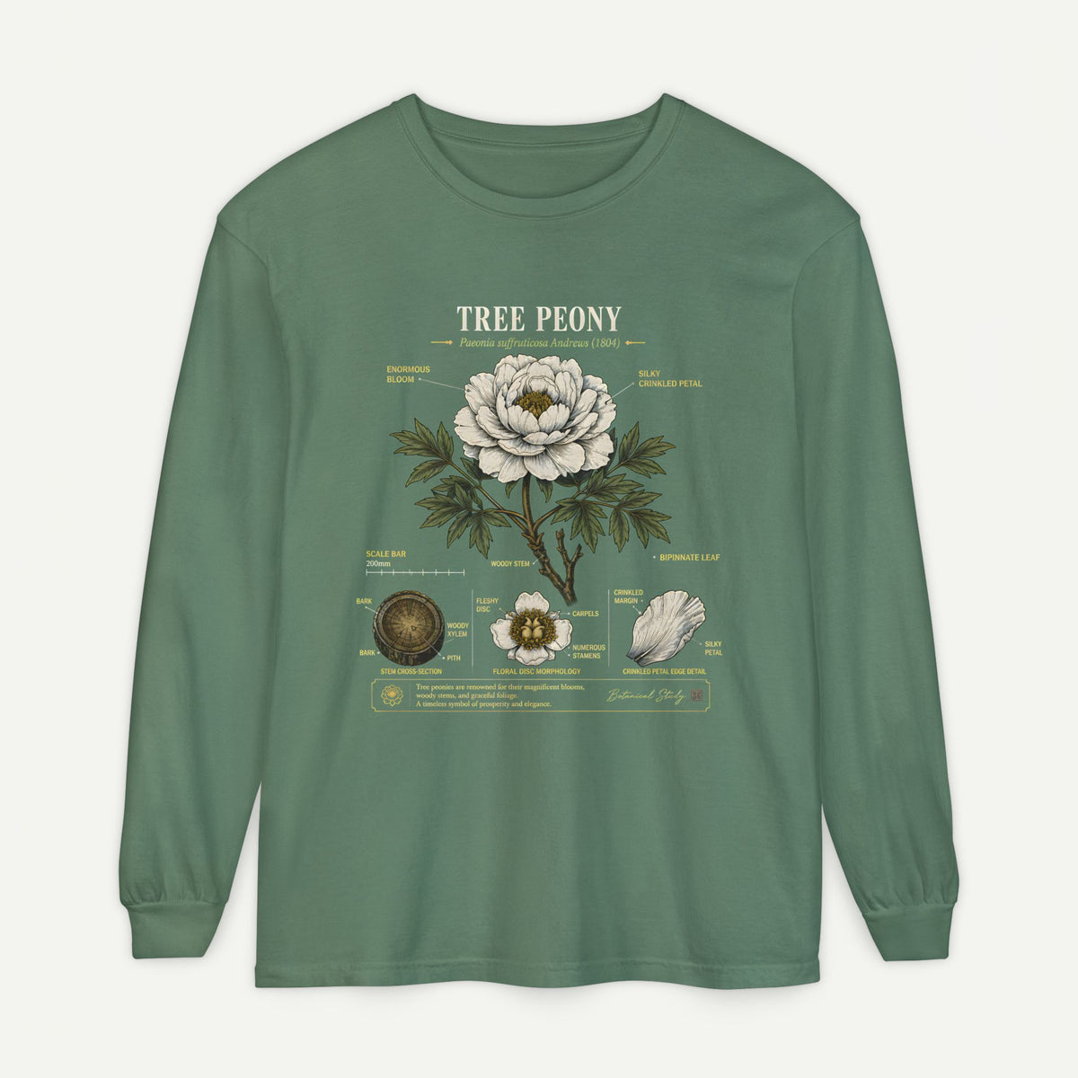 Tree Peony Illustration Long Sleeve Tee