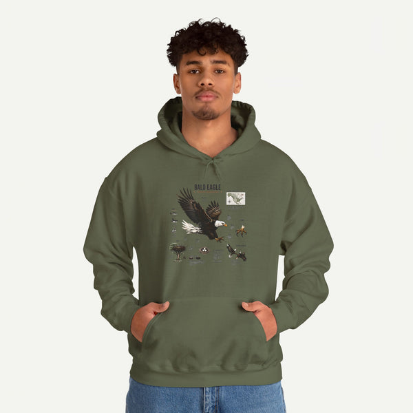 Eagle Graphic Hoodie — Bald Eagle Nature Print Sweatshirt