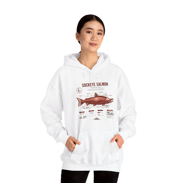 Sockeye Salmon Anatomy Hoodie — Fishing Chart Graphic Sweatshirt