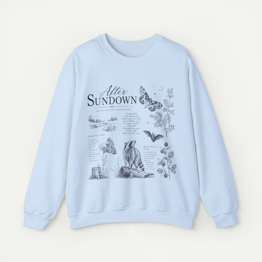 After Sundown Crewneck Sweatshirt — Moonlit Wildlife Graphic Sweatshirt