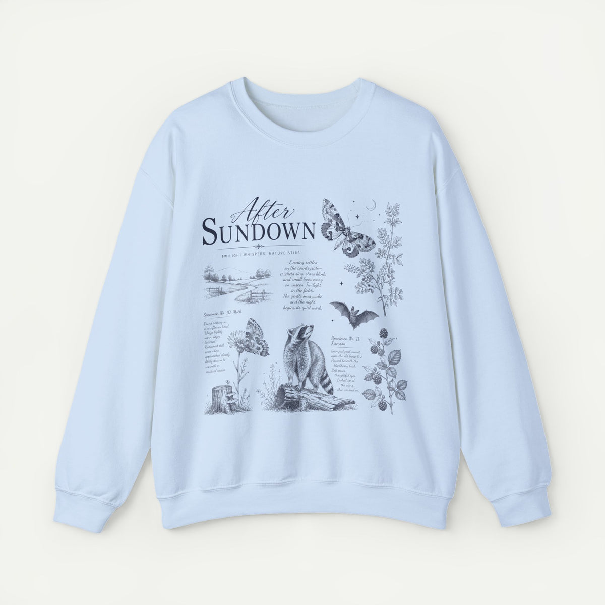 After Sundown Crewneck Sweatshirt — Moonlit Wildlife Graphic Sweatshirt