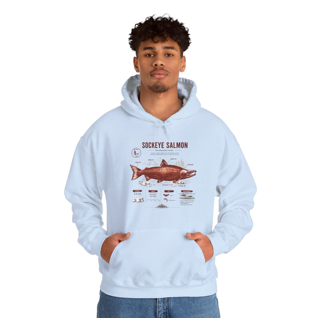 Sockeye Salmon Anatomy Hoodie — Fishing Chart Graphic Sweatshirt