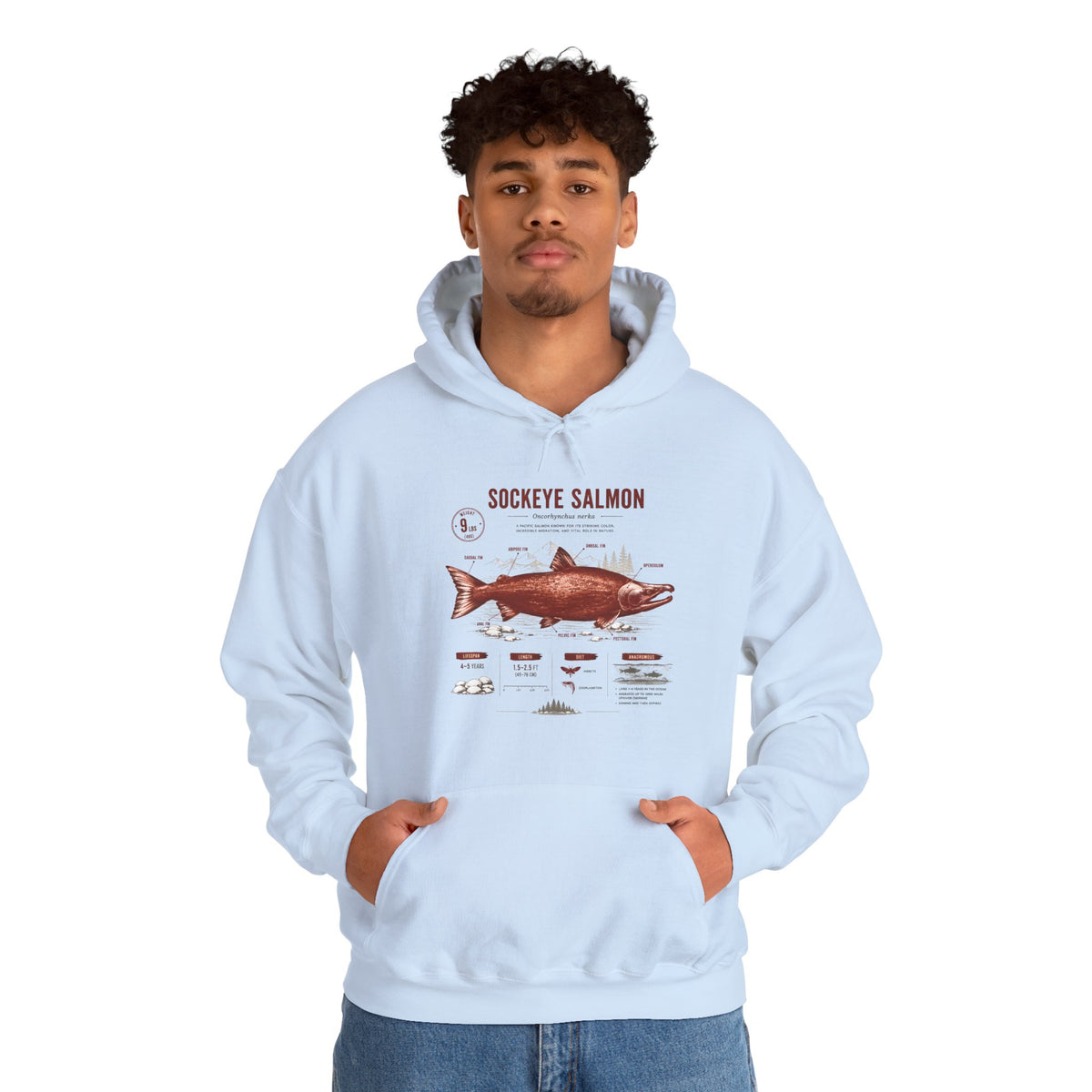 Sockeye Salmon Anatomy Hoodie — Fishing Chart Graphic Sweatshirt