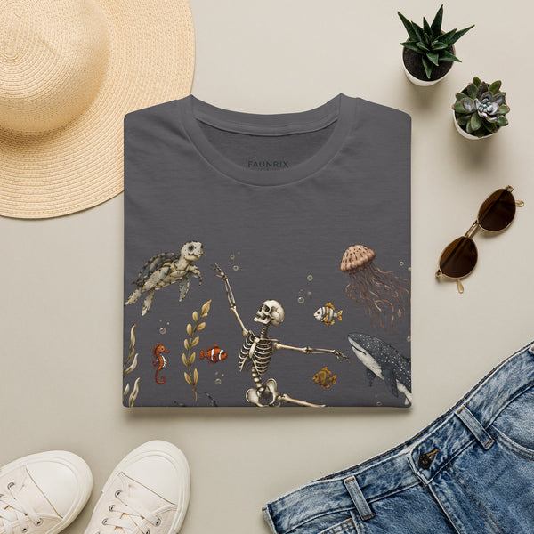 Skeleton & Sea Creatures T-Shirt — Whimsical Underwater Ocean Art Tee