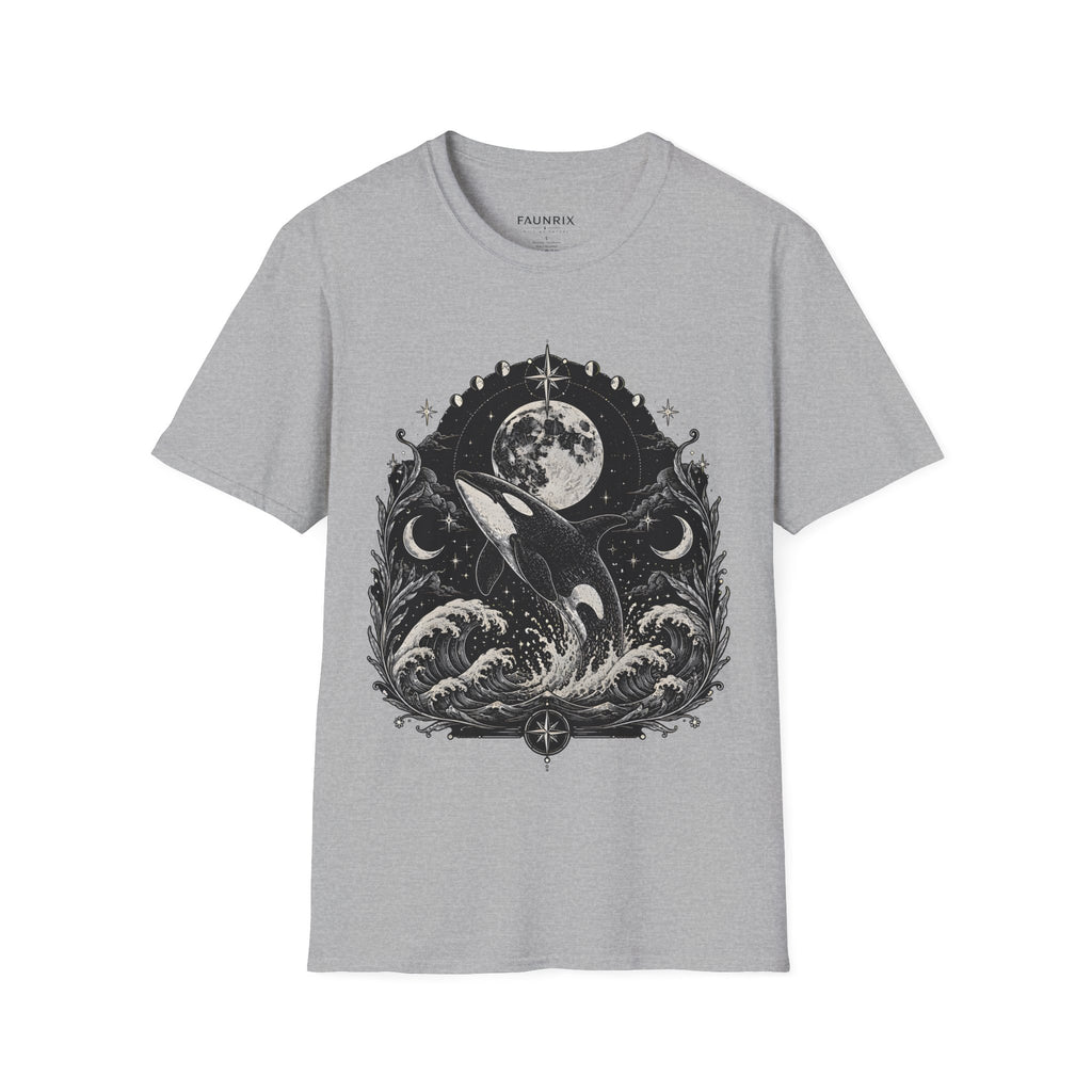 Orca Moon T-Shirt — Whale & Full Moon Illustration Tee