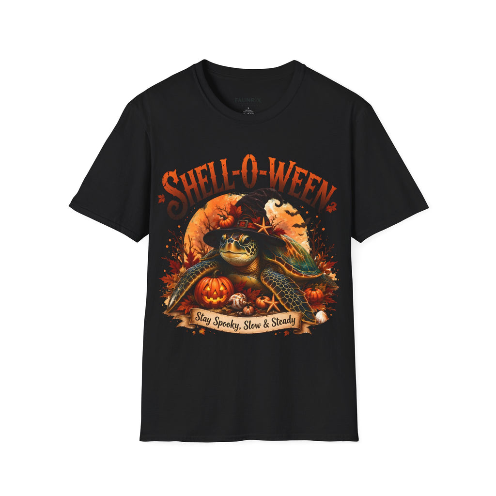 Shell-O-Ween T-Shirt — Spooky Pumpkin Witch Halloween Tee