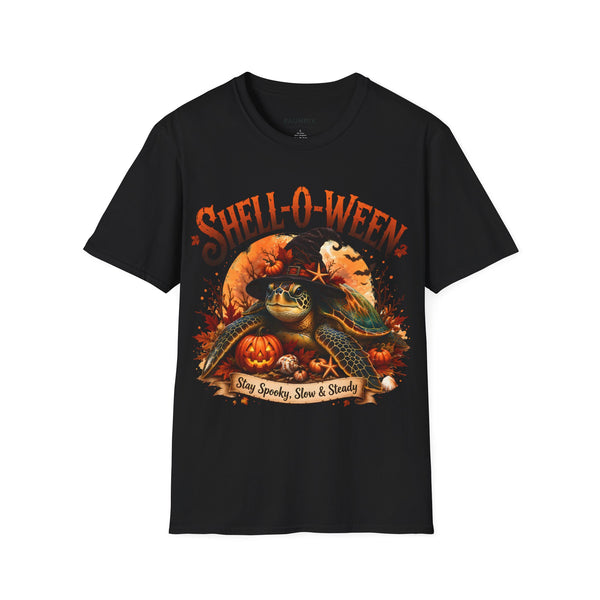 Shell-O-Ween T-Shirt — Spooky Pumpkin Witch Halloween Tee