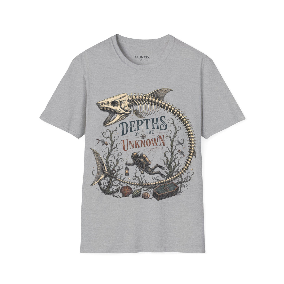 Depths of the Unknown Fish Skeleton T-Shirt