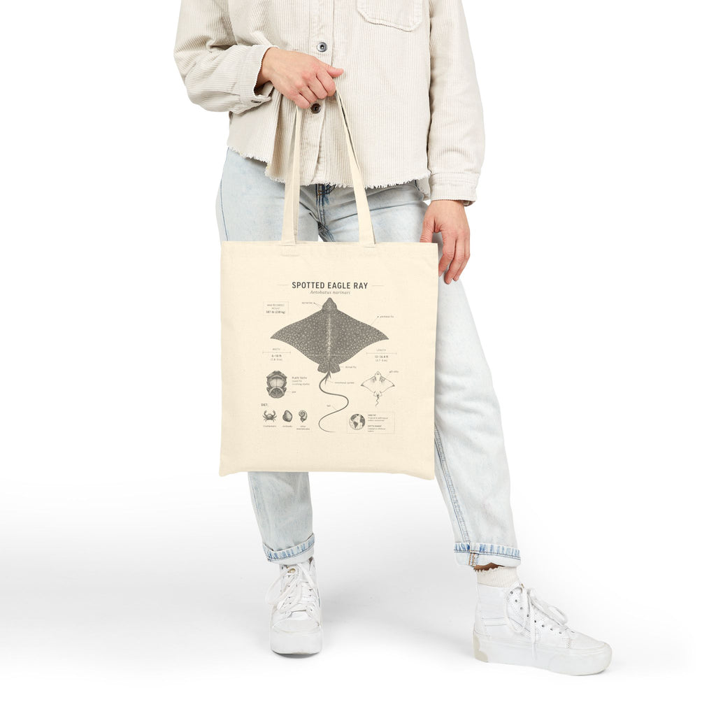 Spotted Eagle Ray Anatomy Tote Bag — Marine Life Illustration Eco Shopper