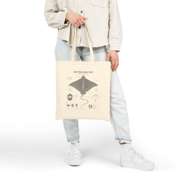 Spotted Eagle Ray Anatomy Tote Bag — Marine Life Illustration Eco Shopper