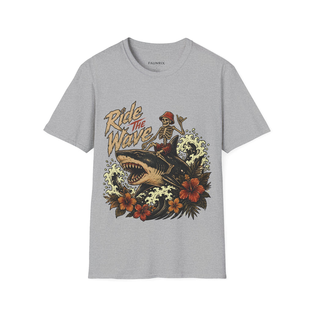 Ride The Wave Surf Skeleton T-Shirt — Vintage Beach Skull Tee