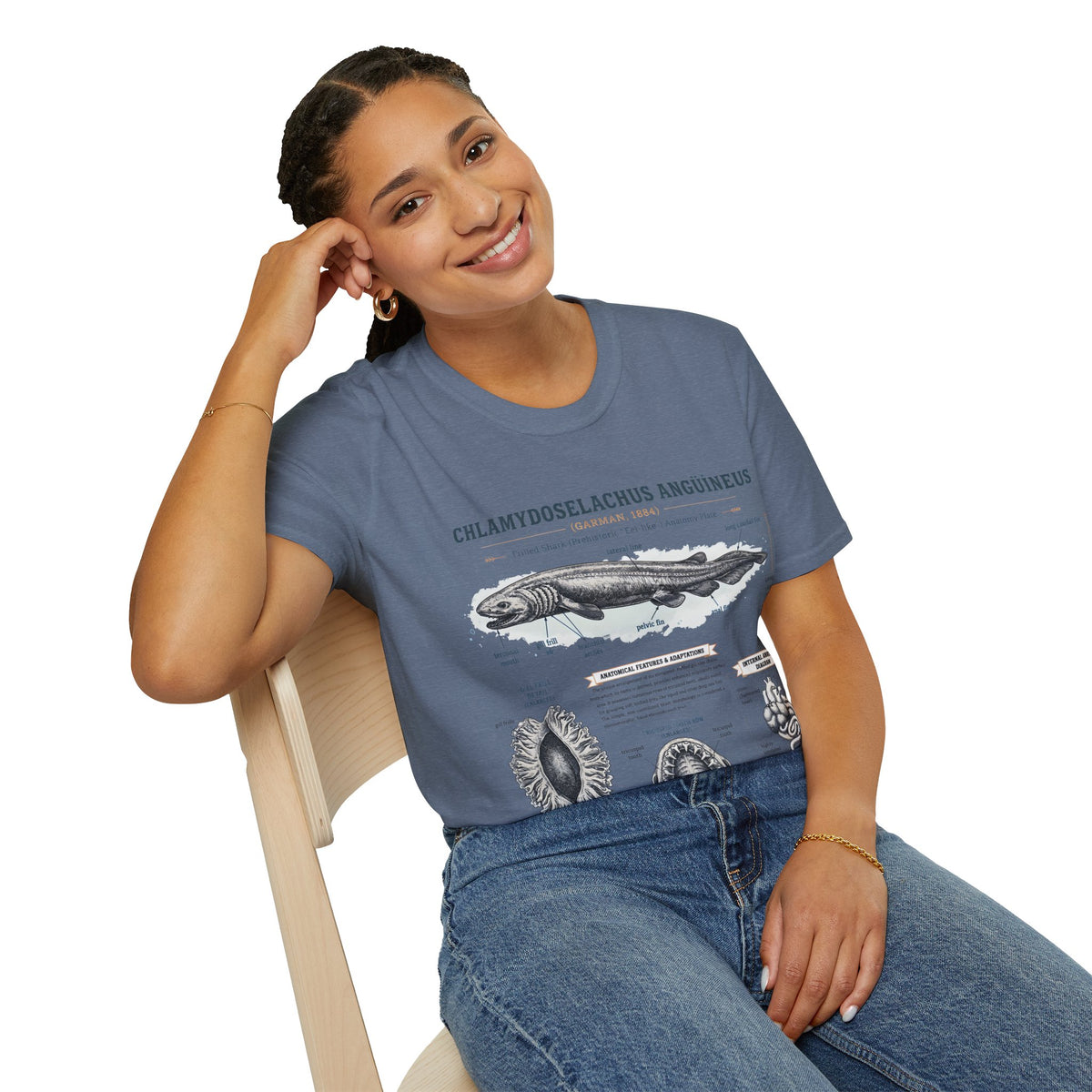 Shark Anatomy Graphic Tee — Chlamydoselachus Anguineus Educational T-Shirt