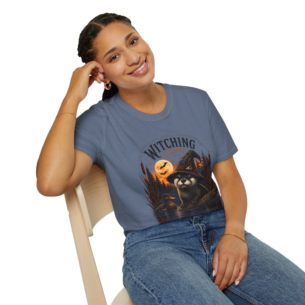 Witching Season T-Shirt — Halloween Witch Raccoon Graphic Tee