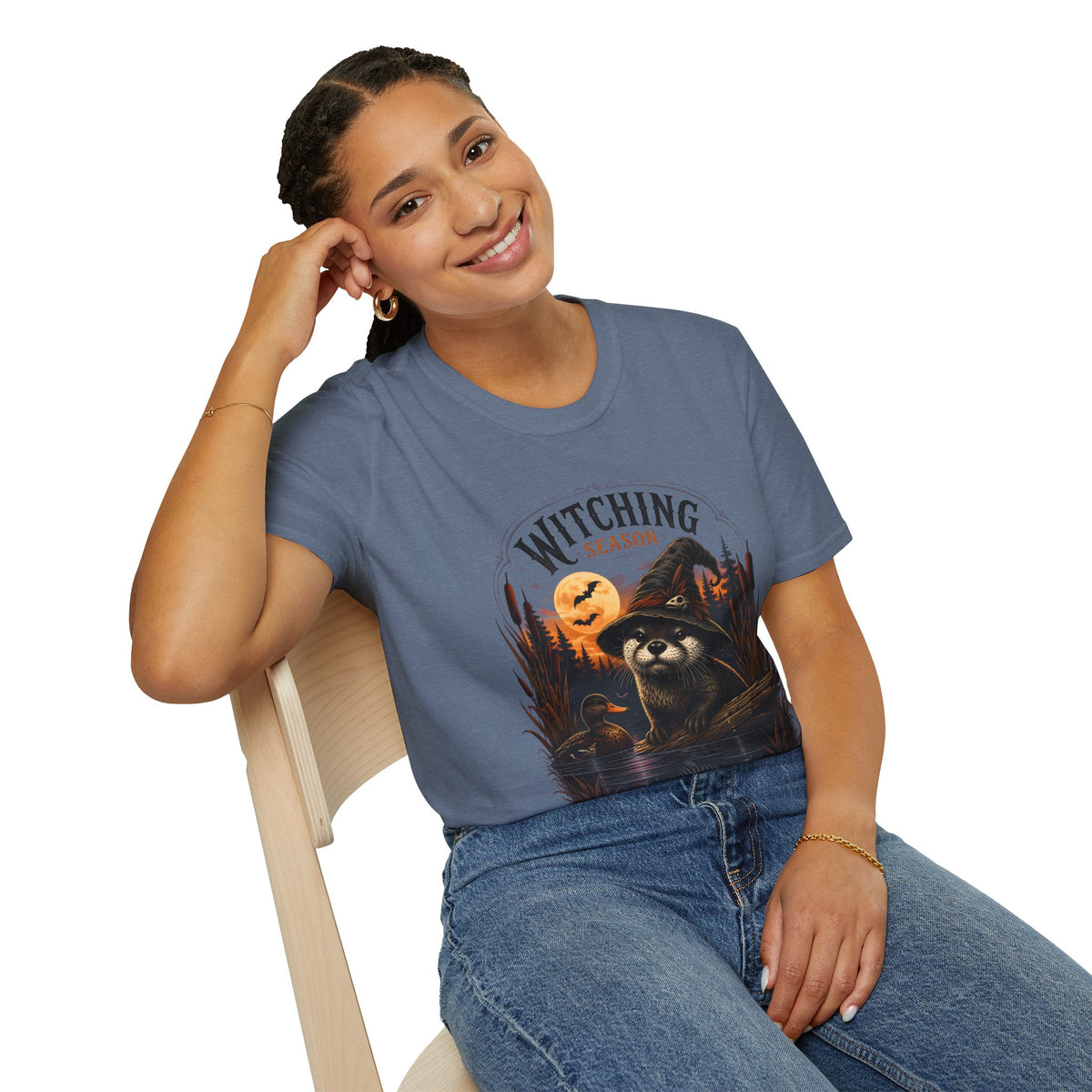 Witching Season T-Shirt — Halloween Witch Raccoon Graphic Tee