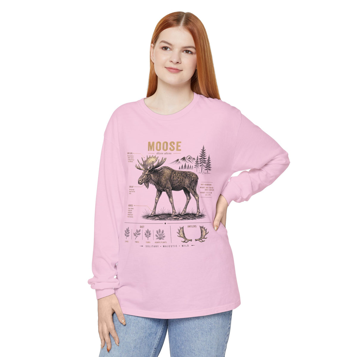 Moose Anatomy Long Sleeve Shirt — Wildlife Nature Tee