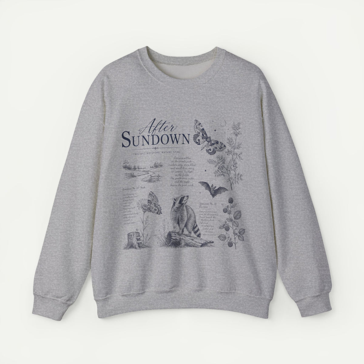 After Sundown Crewneck Sweatshirt — Moonlit Wildlife Graphic Sweatshirt