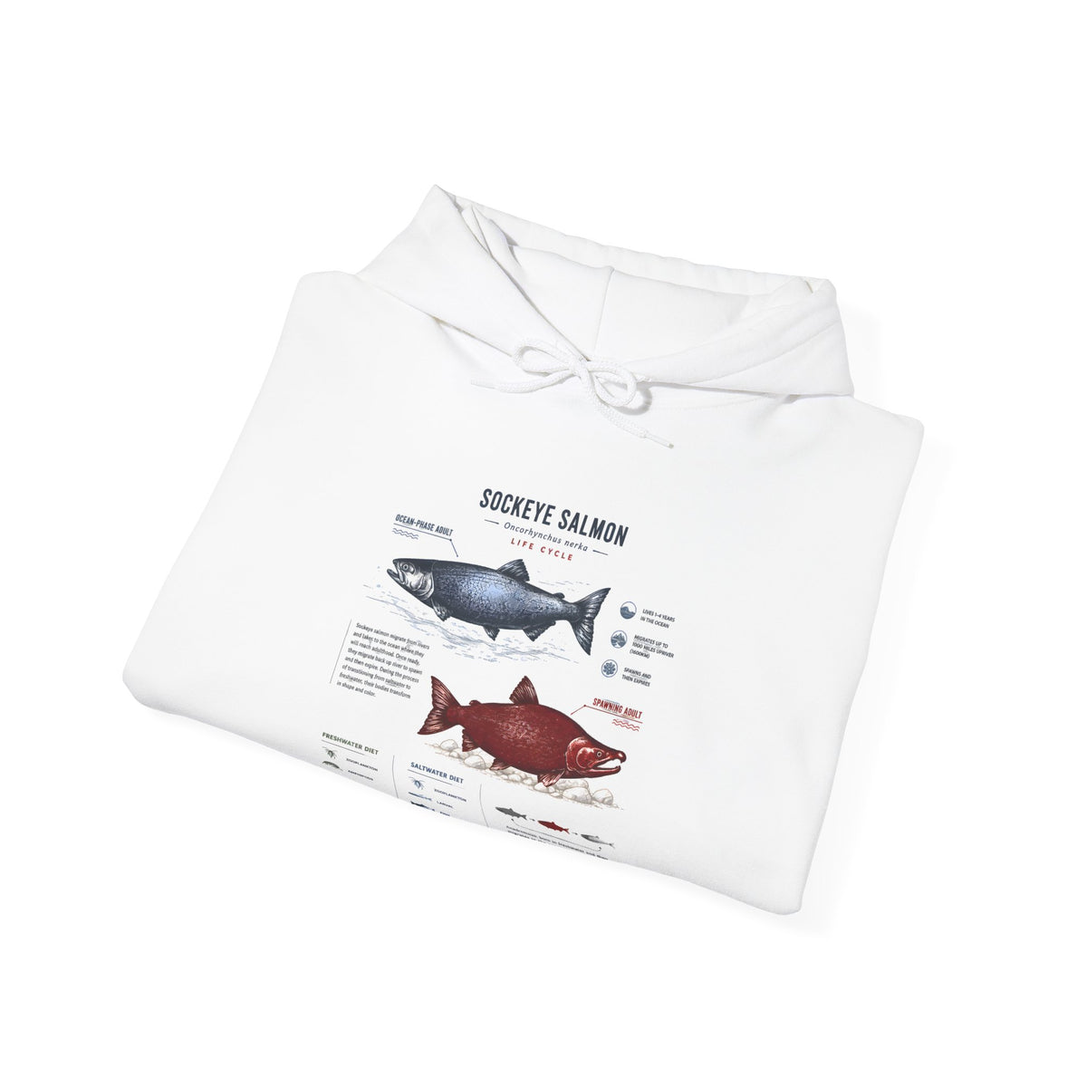 Salmon Species Hoodie — Sockeye & Chinook Fish Identification Graphic Hoodie